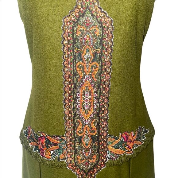 Vintage Handmade Drop Waist Dress with Appliqué & Crochet Accents - Picture 9 of 15